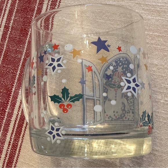 Vintage EPOCH Mr. Snowman Glass Glassware Coffee Tea Mug Bright Holiday USA - Picture 5 of 10